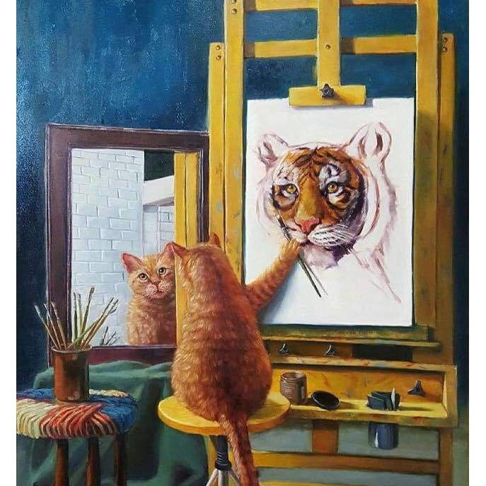 Cat Artist- Full Drill Diamond Painting - Special Order -