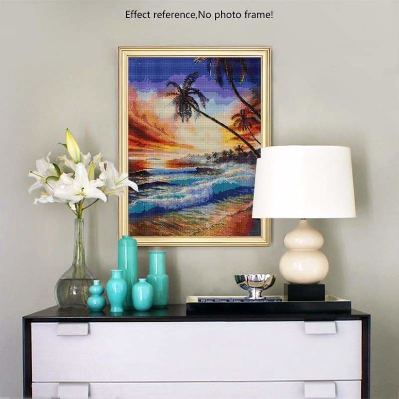 New Dream Landscape Beach Tree Full Drill - 5D Diy Diamond