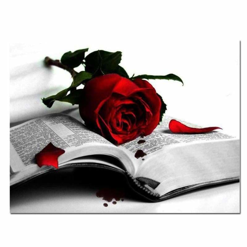 New Hot Sale Roses And Book Full Drill - 5D Diy Diamond