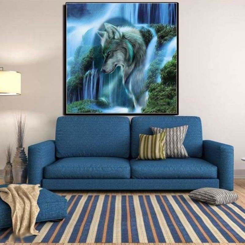 2019 Dream Lonely Wolf Waterfall Diy 5d Diamond Embroidery