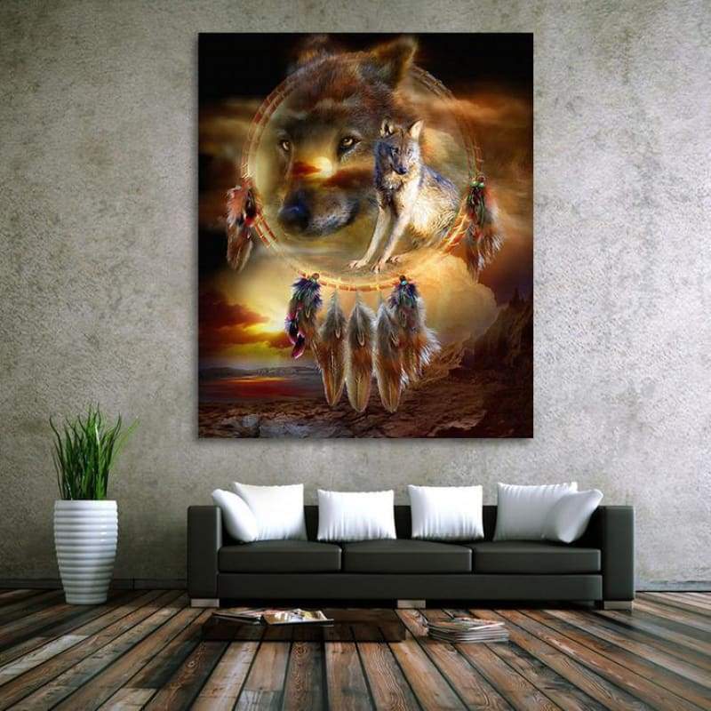 Dream Wolf Catcher Portrait 5d Diy Diamond Painting Kits VM8154