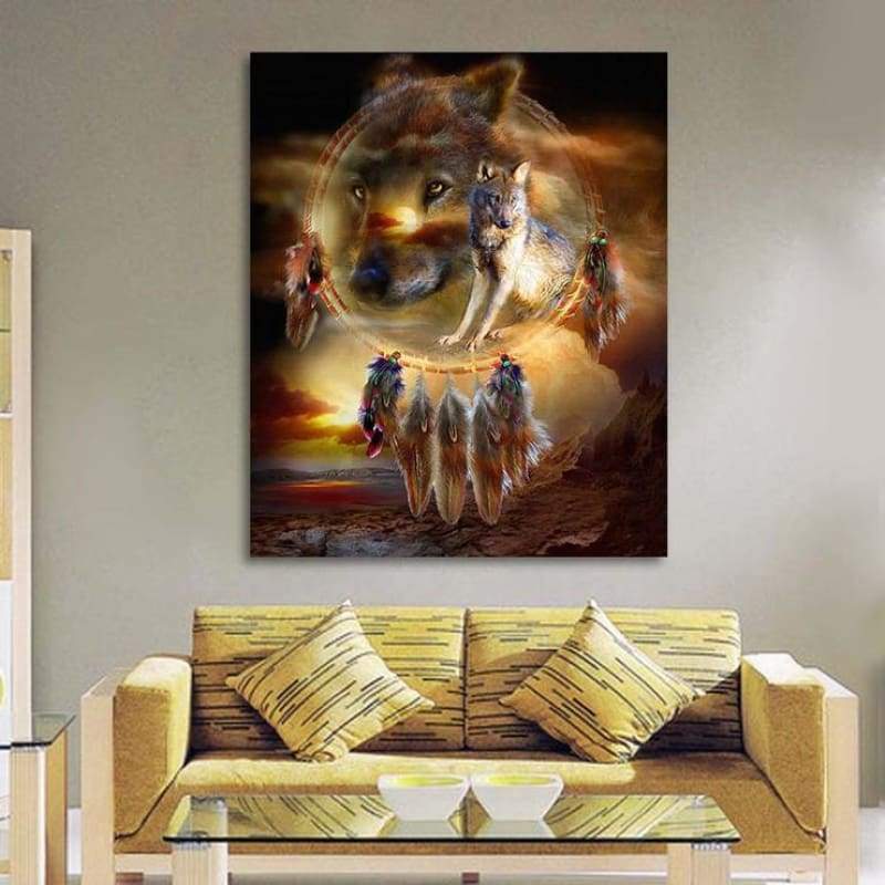 Dream Wolf Catcher Portrait 5d Diy Diamond Painting Kits VM8154