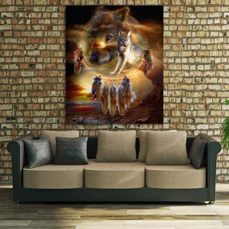 Dream Wolf Catcher Portrait 5d Diy Diamond Painting Kits VM8154