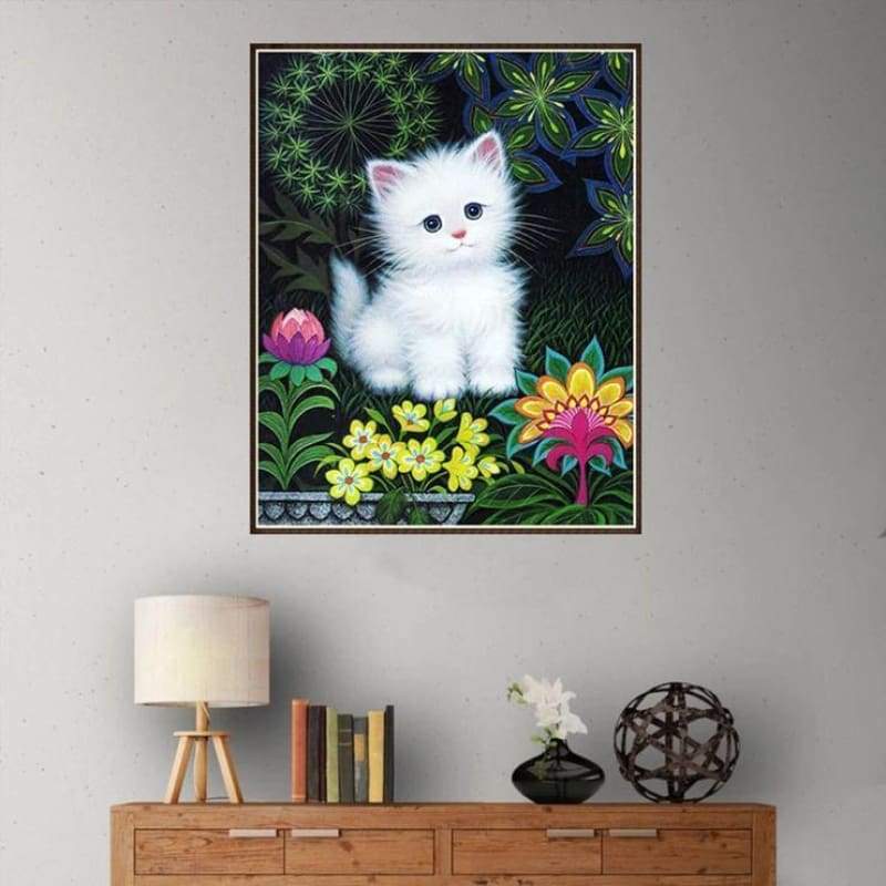 Hot Sale Cute Cat 5d Diy Stitch Diamond Painting Kits QB7029 For Beginners