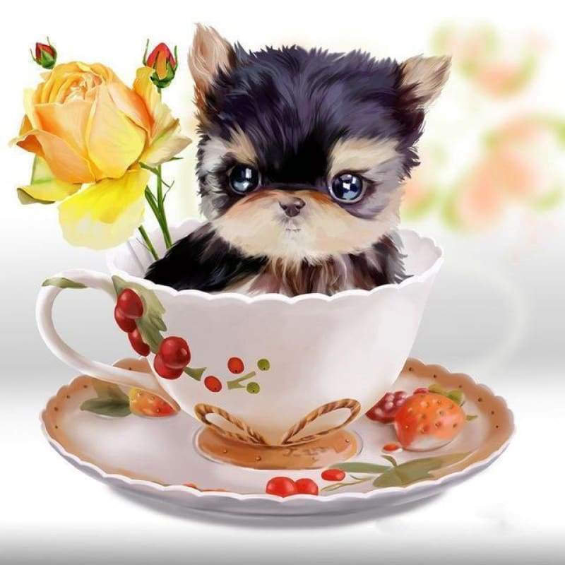 Hot Sale Cute Cat In Teacup 5d Diy Full Diamond Painting Cat Kits VM03003