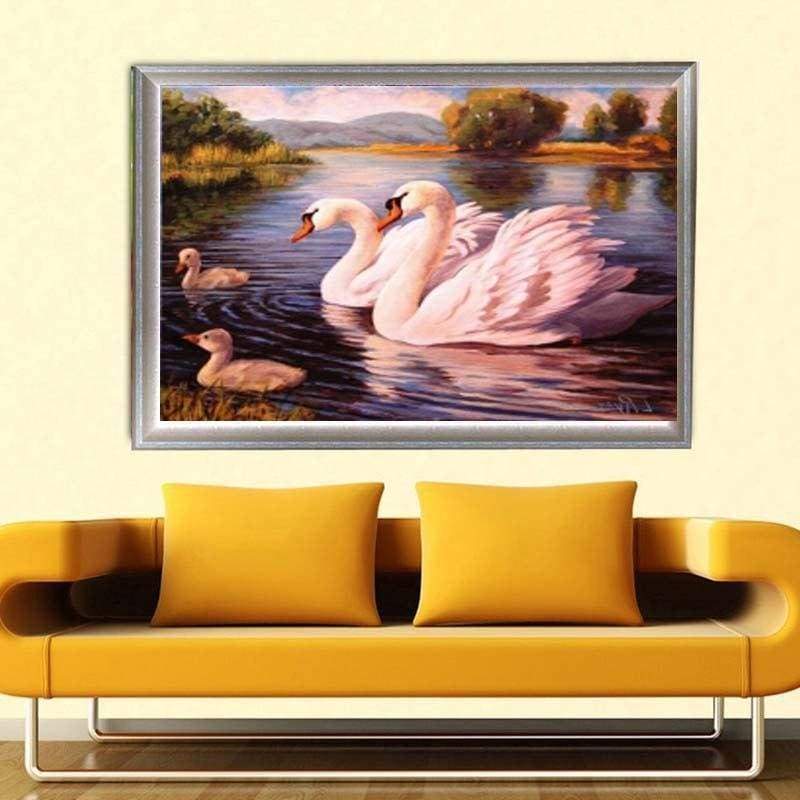 2019 New Diy Swans Swimming 5d Diamond Painting Cross Stitch VM08596