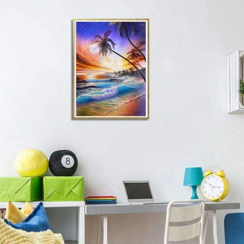 New Dream Landscape Beach Tree 5d Diy Diamond Painting Kits VM9650