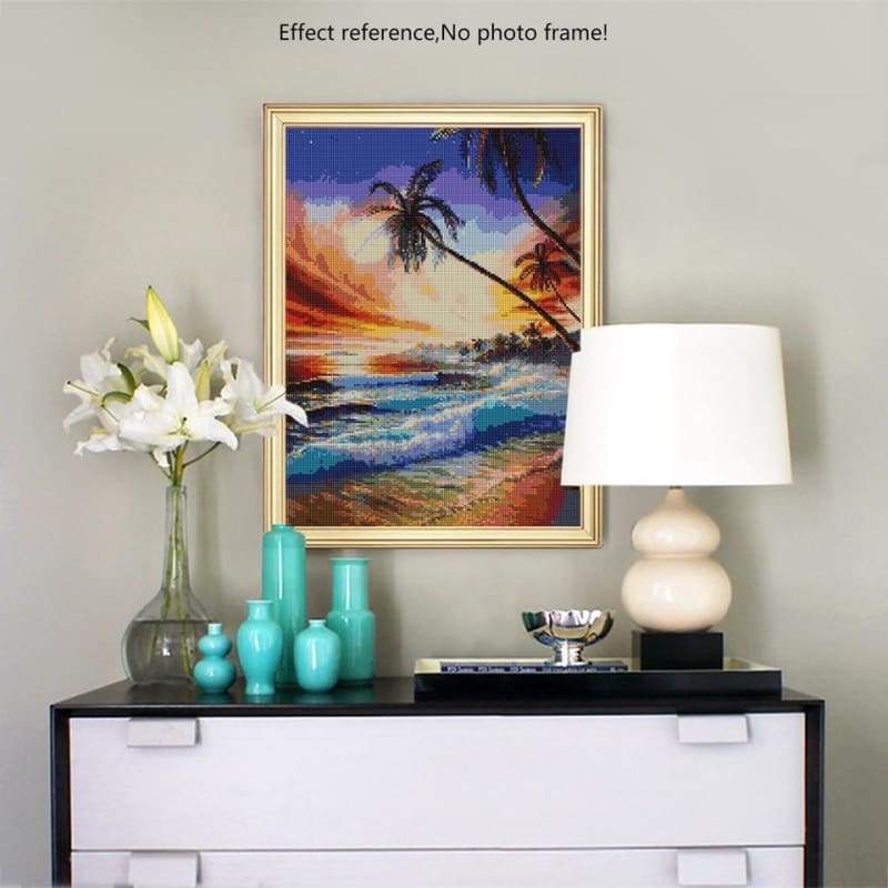 New Dream Landscape Beach Tree 5d Diy Diamond Painting Kits VM9650