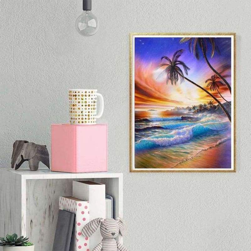 New Dream Landscape Beach Tree 5d Diy Diamond Painting Kits VM9650