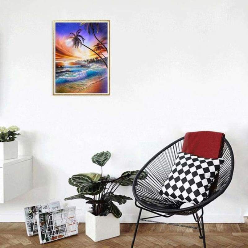 New Dream Landscape Beach Tree 5d Diy Diamond Painting Kits VM9650
