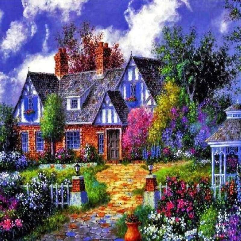 New Hot Sale Cottage Villa Picture 5d Diy Diamond Painting Kits VM09119