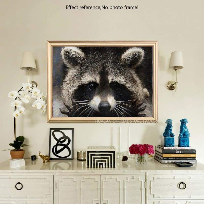 2019 New Hot Sale Cross Stitch Cute Raccoon DIY 5D Diamond Painting Kits VM7639