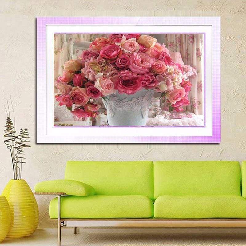 New Hot Sale Red And Pink Flowers 5d Diy Diamond Painting Flowers Kits VM3023