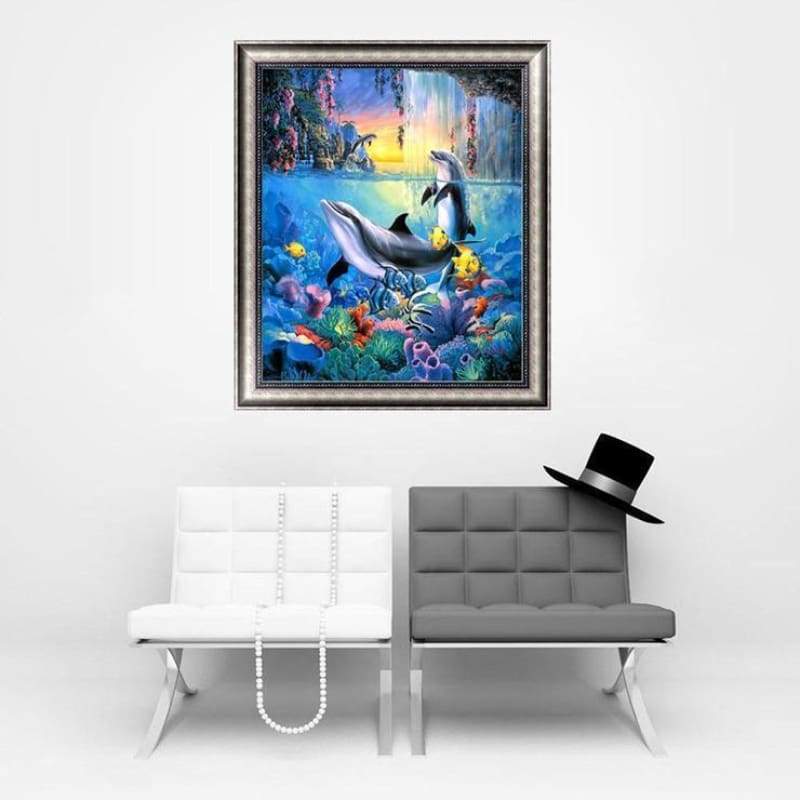 New Special Dolphin 5d Diy Cross Stitch Diamond Painting Kits QB6505