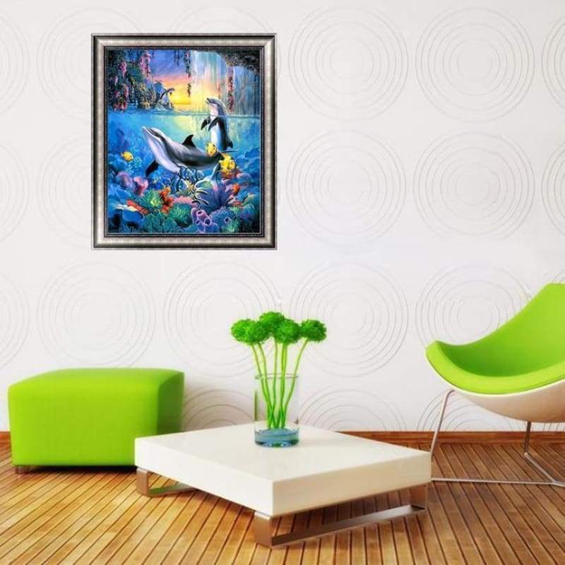 New Special Dolphin 5d Diy Cross Stitch Diamond Painting Kits QB6505
