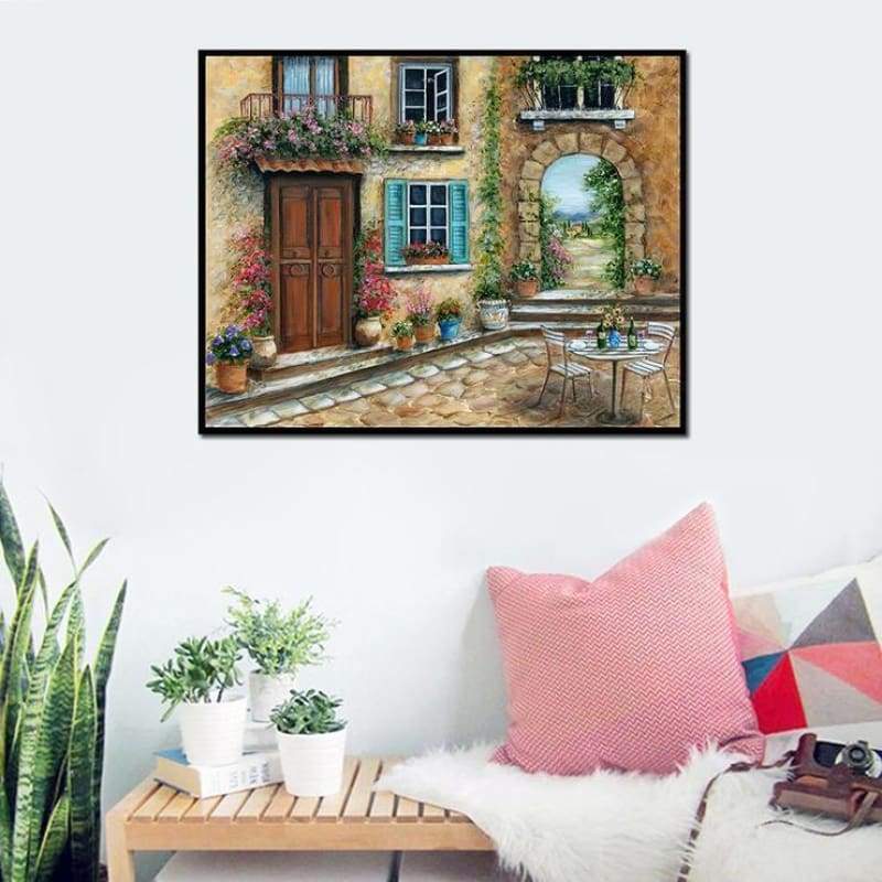 2019 Oil Painting Style Garden Door Diy 5d Diamond Painting Kits QB53511