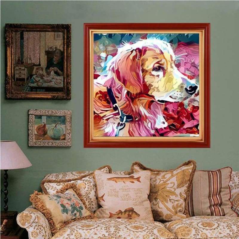 Oil Painting Style Pet Dog Diy 5d Full Diamond Painting Kits QB5454