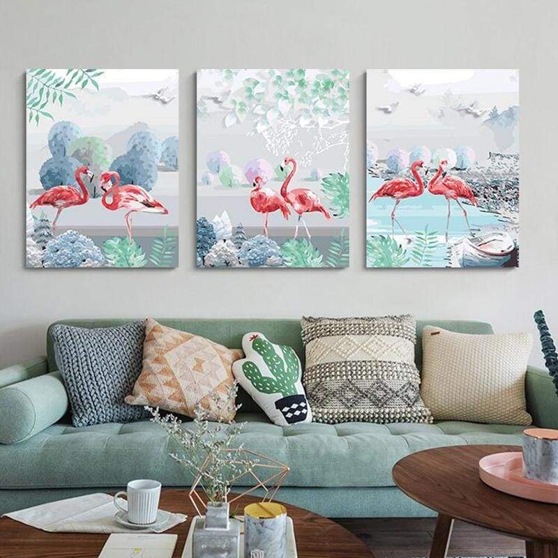 3 Pcs/Set Flamingo Diy Paint By Numbers Kits VM97610 -