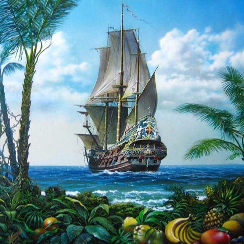 5D DIY Diamond Painting Landscape Boat Mosaic Art Kits