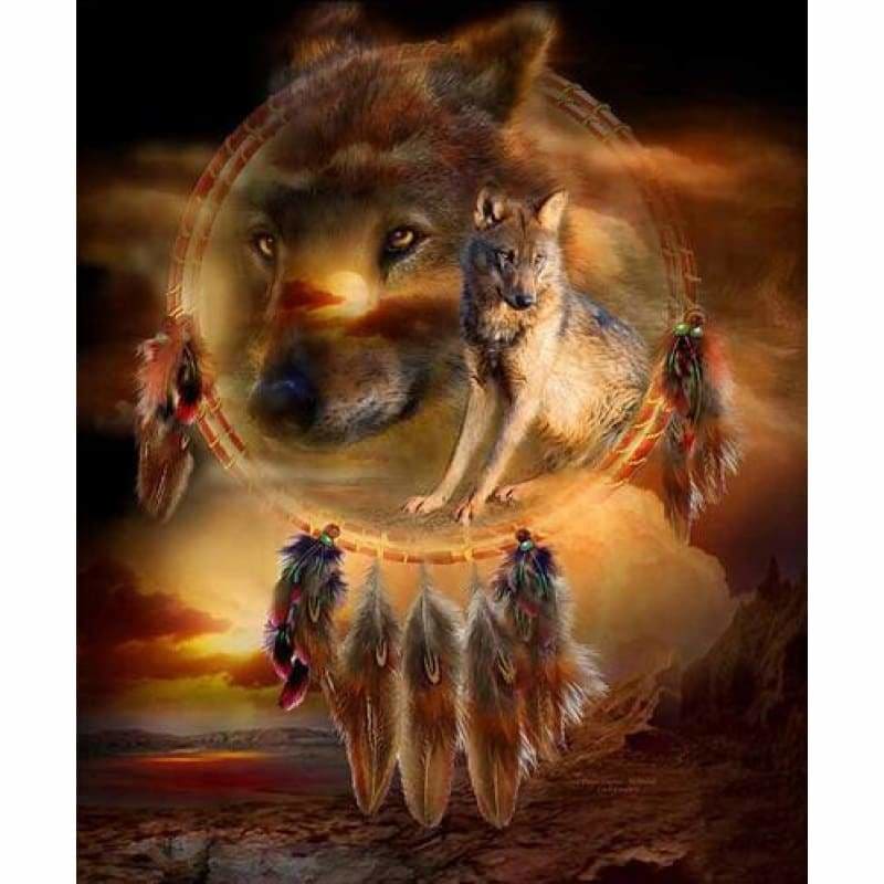 Dream Wolf Catcher Portrait Full Drill - 5D Diy Diamond