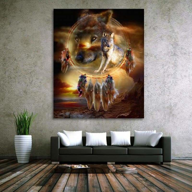 Dream Wolf Catcher Portrait Full Drill - 5D Diy Diamond