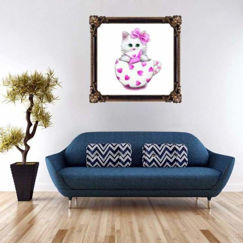 Full Drill - 5D Diamond Painting Kits Cute Cat Letter In