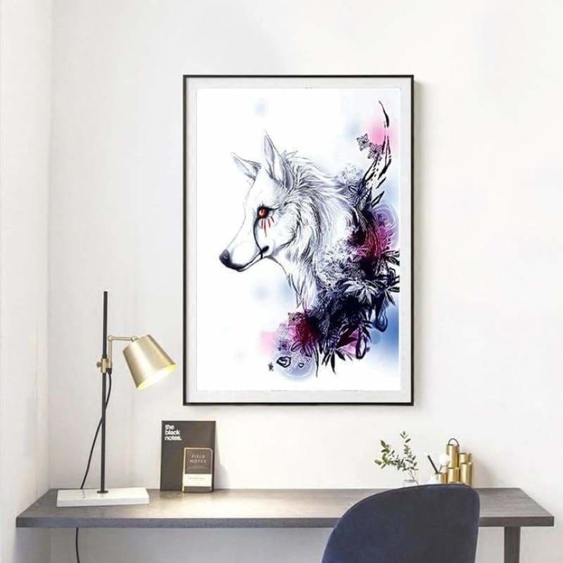 Full Drill - 5D Diamond Painting Kits Watercolor White Wolf
