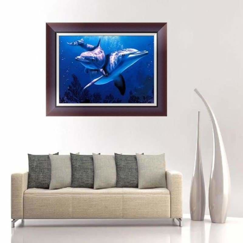 Full Drill - 5D DIY Diamond Painting Kits Cute Dolphins in