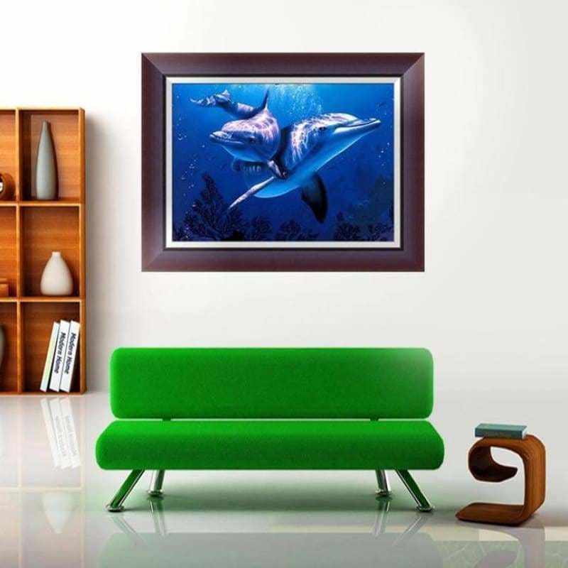 Full Drill - 5D DIY Diamond Painting Kits Cute Dolphins in