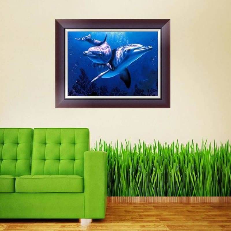 Full Drill - 5D DIY Diamond Painting Kits Cute Dolphins in