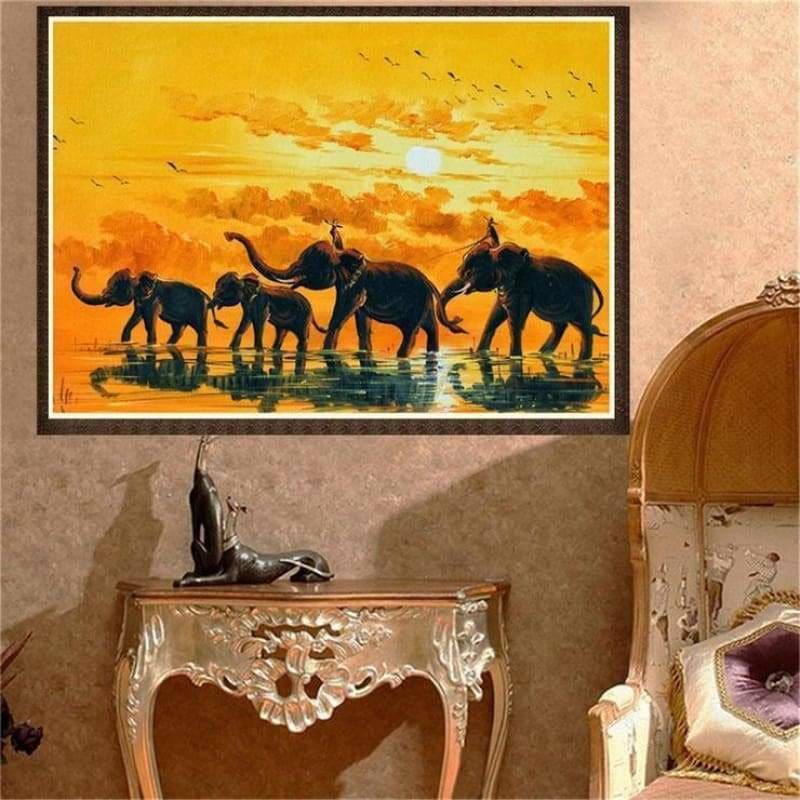 Full Drill - 5D DIY Diamond Painting Kits Elephant Family -
