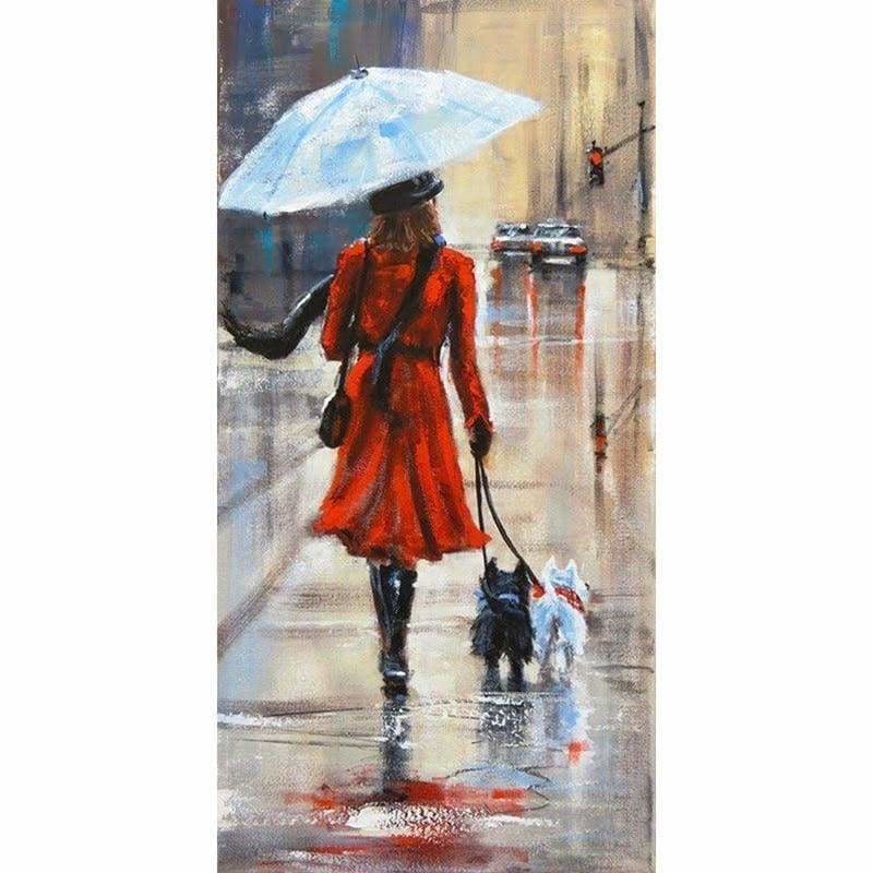 Full Drill - 5D DIY Diamond Painting Kits Girl Walk Dogs -
