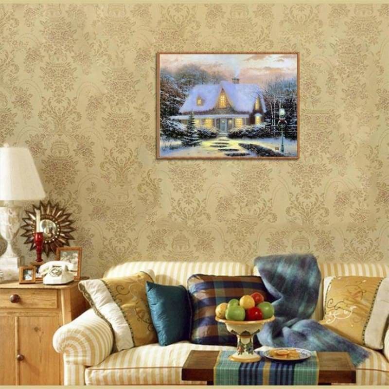 Full Drill - 5D DIY Diamond Painting Kits Snowy Cottage In