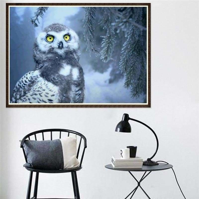 Full Drill - 5D DIY Diamond Painting Kits Winter Snow Owl -