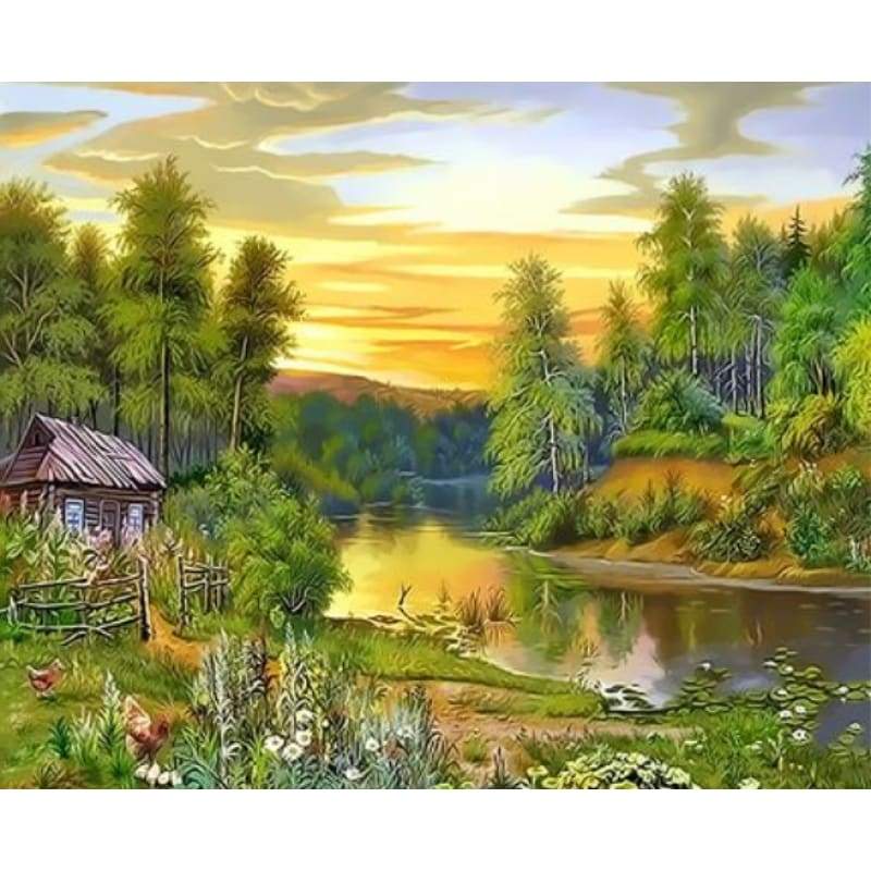 Landscape Cottage Diy Paint By Numbers Kits ZXQ3143 - NEEDLEWORK KITS