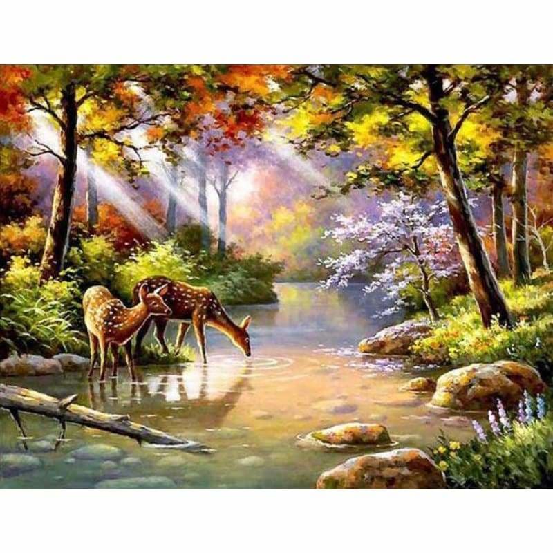 Landscape Deer Full Drill - 5D DIY Diamond Painting Kits -