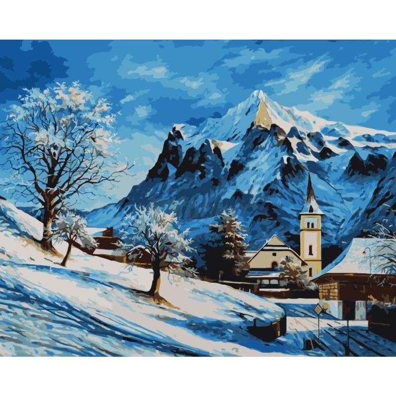 Landscape Mountain cottage Diy Paint By Numbers Kits WM-019 - NEEDLEWORK KITS