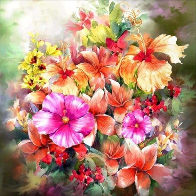 New Hot Sale Rhinestone Colorful Flower Full Drill - 5D DIY
