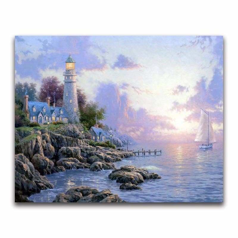 Oil Painting Style Lighthouse Pattern Full Drill - 5D Diy