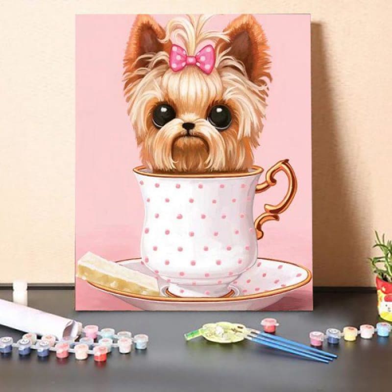 Paint By Numbers Kit-Chihuahua In The Cup – Craft Painting