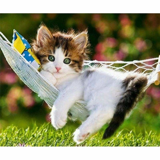 Full Drill - 5D DIY Diamond Painting Kits Animal Lazy Cat -