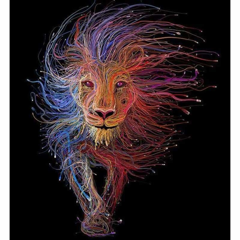Full Drill - 5D DIY Diamond Painting Kits Colored Hair Lion 