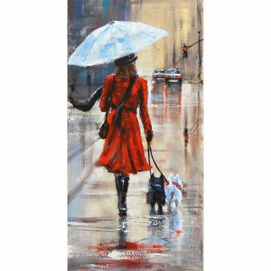 Full Drill - 5D DIY Diamond Painting Kits Girl Walk Dogs -