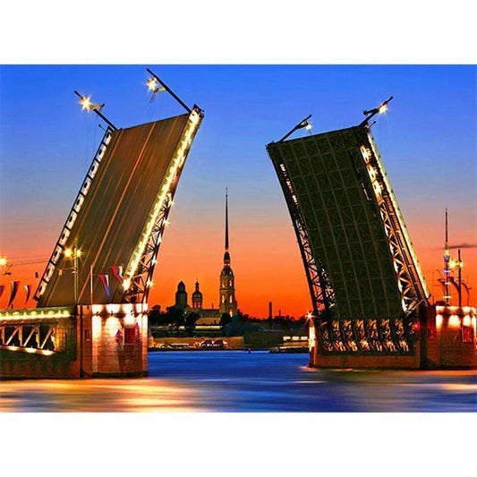 Full Drill - 5D DIY Diamond Painting Kits Night City Bridge