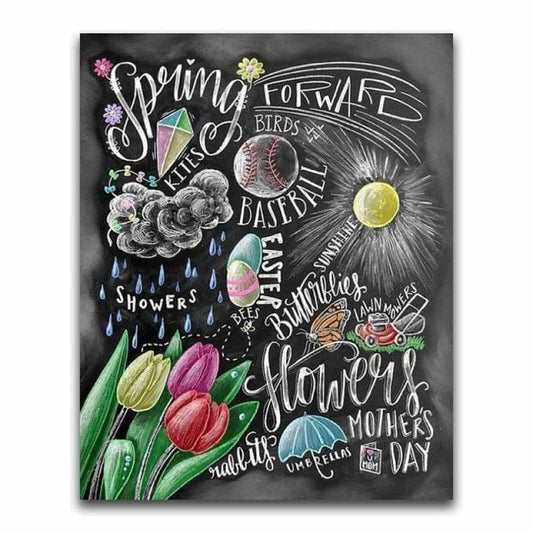 Full Square Diamond Blackboard Flower Full Drill - 5D DIY