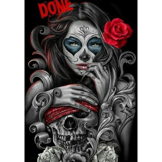 Girl And Skull- Full Drill Diamond Painting - Special Order