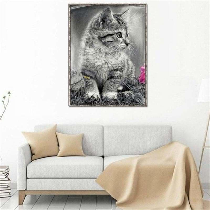Hot Sale Black White Cat d Diy Diamond Painting Kits Cross 