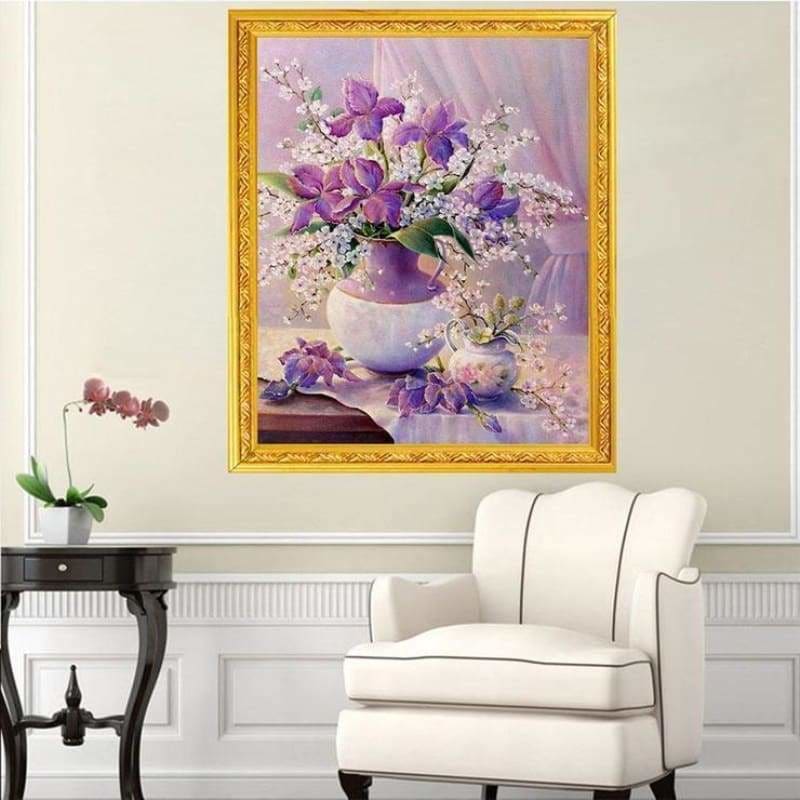 Lavender And Pink Flowers Full Drill - 5D Diy Diamond 