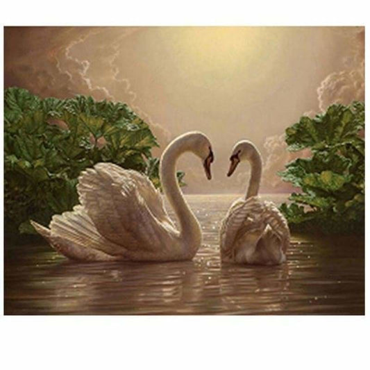 New Hot Sale Elegant White Swans Lover Full Drill - 5D Diy