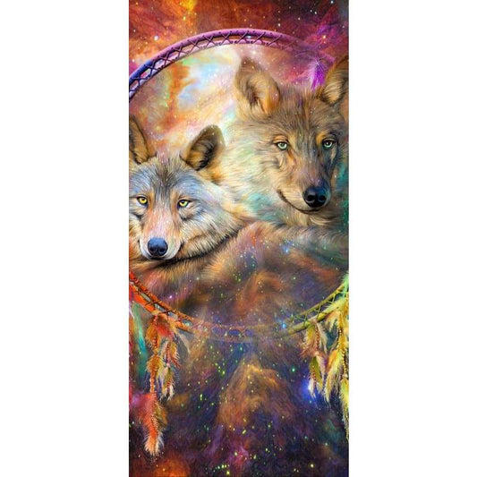 2 Wolfs Dreamcatcher- Full Drill Diamond Painting Abstract -